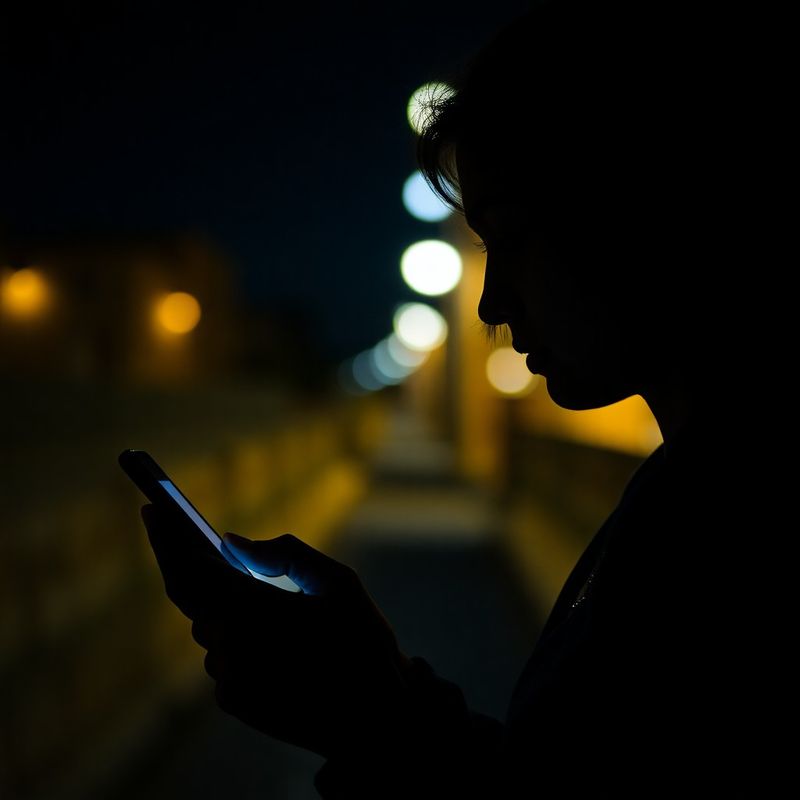 Osoba koja u polumraku prati sadržaj na pametnom telefonu